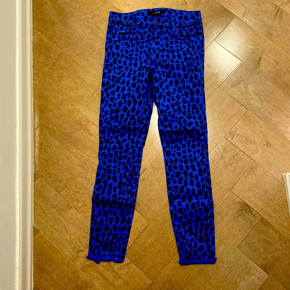 JBrand cobalt blue leopard print skinny jeans